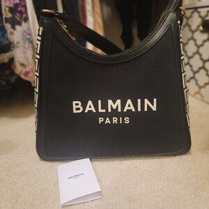 Balmain B-Army Canvas Bag Monogram Black White